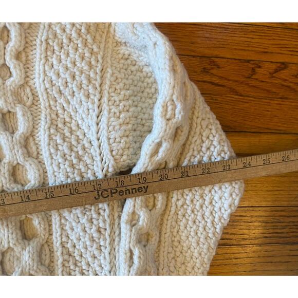 Ecuador Handknit Hooded Zip Cardigan Sweater Handmade Ivory Women’s Small - Picture 5 of 9
